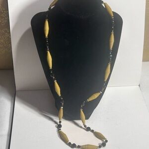Elegant Gold & Black Paper Bead Necklace Combined Vintage & Repurposed Elements